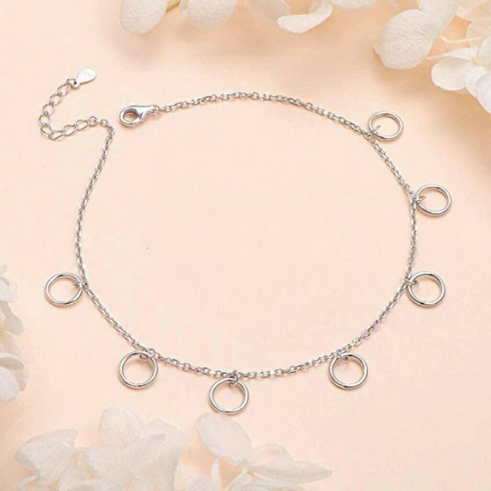 NEW S925 Anklet Circle Bracelet - Picture 3 of 7